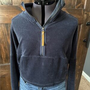 Prana Midnight Blue Ribbed Half-Zip Hoodie